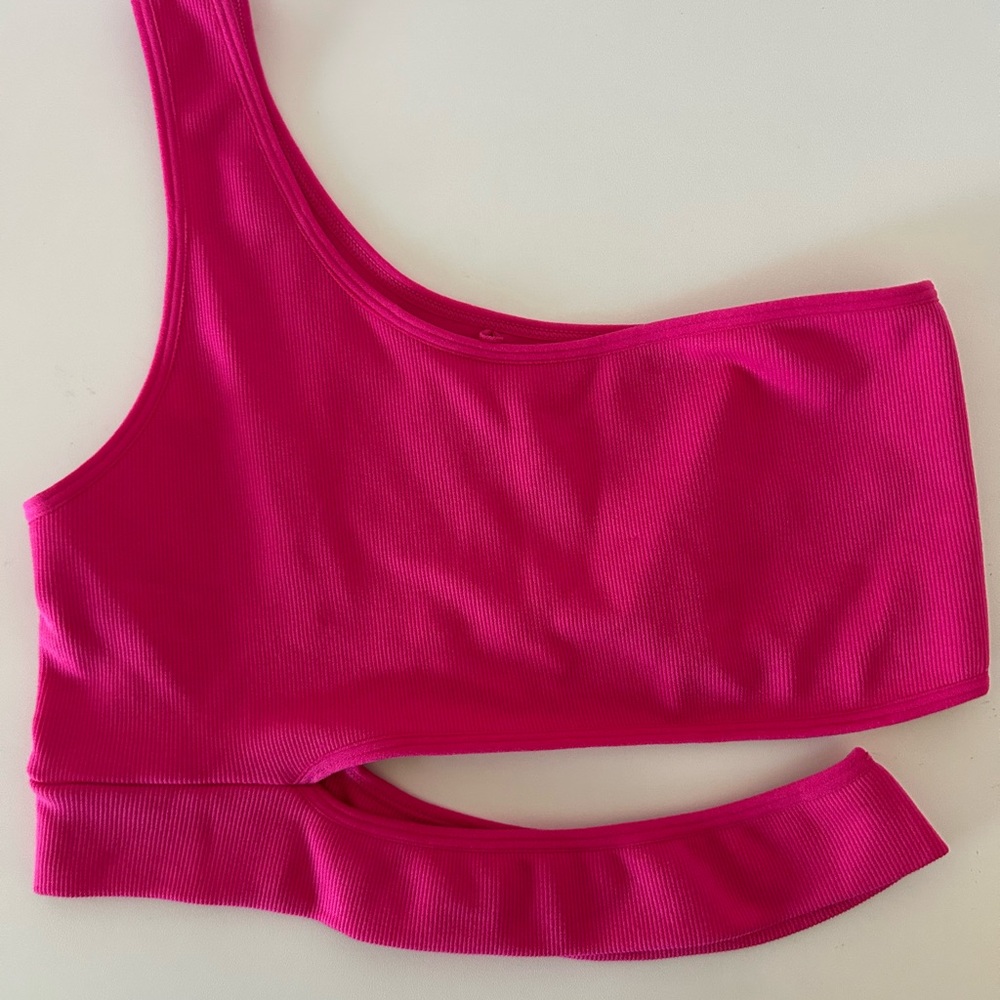 Garage Fuchsia One-Shoulder Top